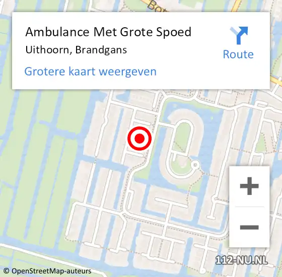 Locatie op kaart van de 112 melding: Ambulance Met Grote Spoed Naar Uithoorn, Brandgans op 17 maart 2022 18:42