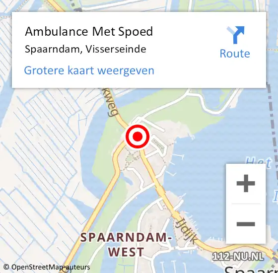 Locatie op kaart van de 112 melding: Ambulance Met Spoed Naar Spaarndam, Visserseinde op 17 maart 2022 18:47