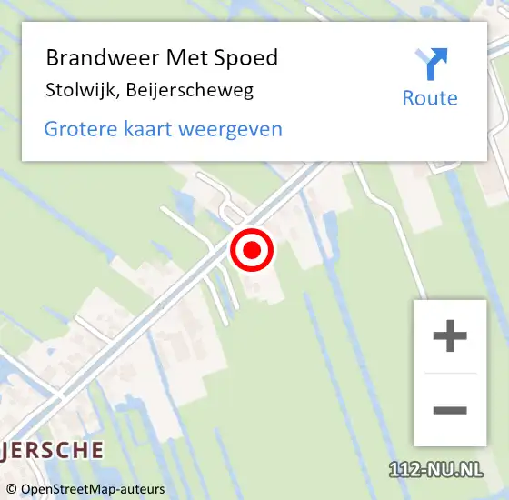 Locatie op kaart van de 112 melding: Brandweer Met Spoed Naar Stolwijk, Beijerscheweg op 17 maart 2022 19:13