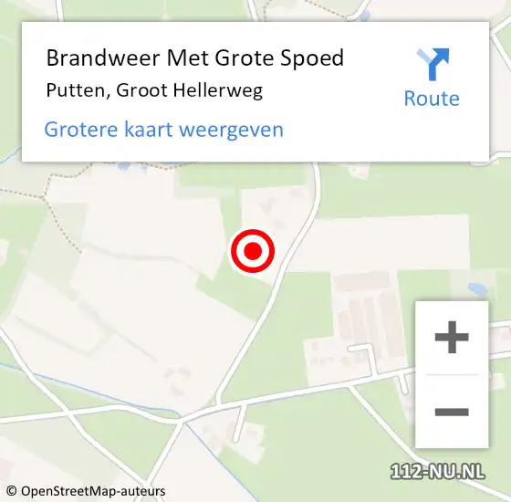 Locatie op kaart van de 112 melding: Brandweer Met Grote Spoed Naar Putten, Groot Hellerweg op 17 maart 2022 19:31