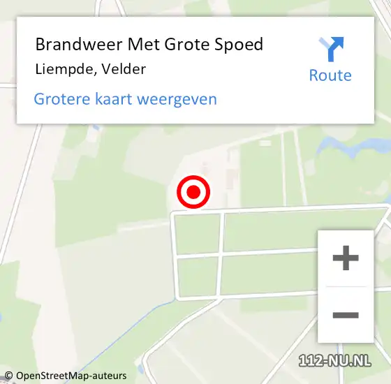 Locatie op kaart van de 112 melding: Brandweer Met Grote Spoed Naar Liempde, Velder op 17 maart 2022 19:37