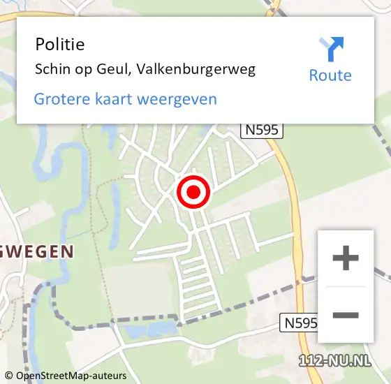 Locatie op kaart van de 112 melding: Politie Schin op Geul, Valkenburgerweg op 17 maart 2022 19:37