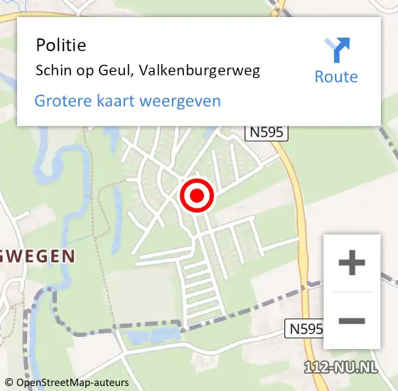 Locatie op kaart van de 112 melding: Politie Schin op Geul, Valkenburgerweg op 17 maart 2022 19:38
