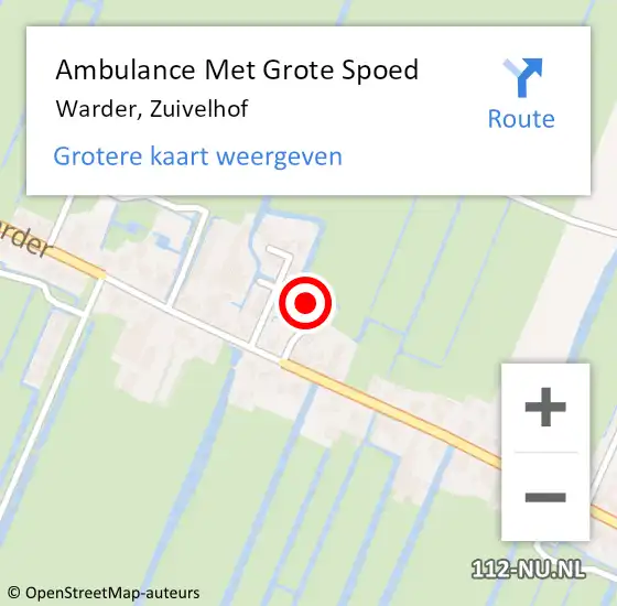 Locatie op kaart van de 112 melding: Ambulance Met Grote Spoed Naar Warder, Zuivelhof op 17 maart 2022 19:59