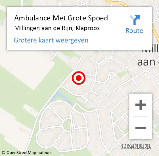 Locatie op kaart van de 112 melding: Ambulance Met Grote Spoed Naar Millingen aan de Rijn, Klaproos op 17 maart 2022 20:03