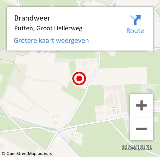 Locatie op kaart van de 112 melding: Brandweer Putten, Groot Hellerweg op 17 maart 2022 20:05