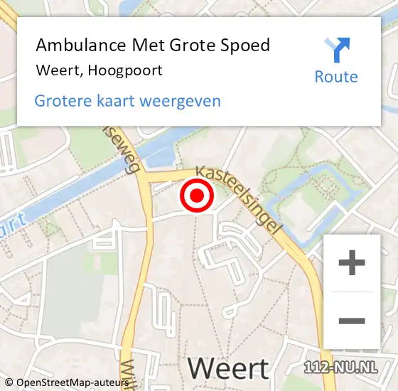 Locatie op kaart van de 112 melding: Ambulance Met Grote Spoed Naar Weert, Hoogpoort op 17 maart 2022 20:52