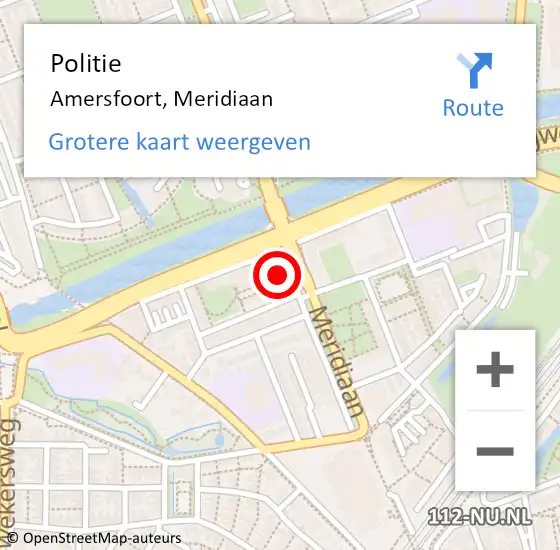 Locatie op kaart van de 112 melding: Politie Amersfoort, Meridiaan op 17 maart 2022 21:14