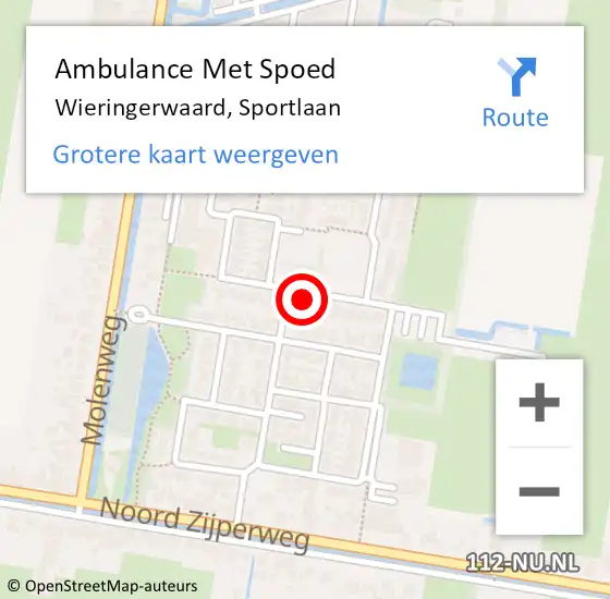 Locatie op kaart van de 112 melding: Ambulance Met Spoed Naar Wieringerwaard, Sportlaan op 17 maart 2022 21:24