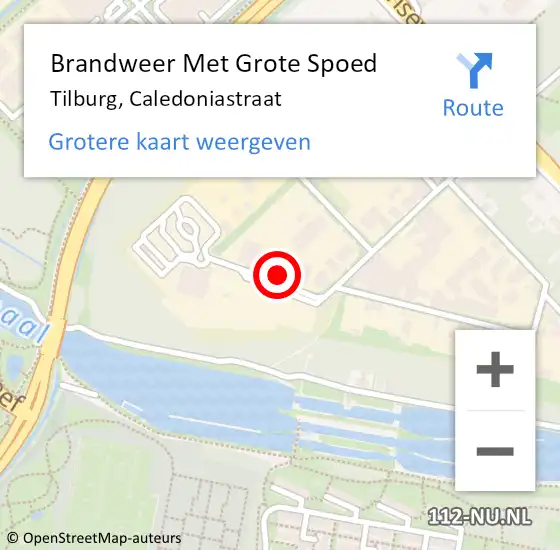 Locatie op kaart van de 112 melding: Brandweer Met Grote Spoed Naar Tilburg, Caledoniastraat op 17 maart 2022 21:34