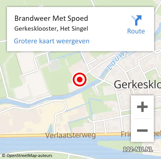 Locatie op kaart van de 112 melding: Brandweer Met Spoed Naar Gerkesklooster, Het Singel op 17 maart 2022 21:55