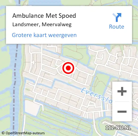 Locatie op kaart van de 112 melding: Ambulance Met Spoed Naar Landsmeer, Meervalweg op 17 maart 2022 22:29