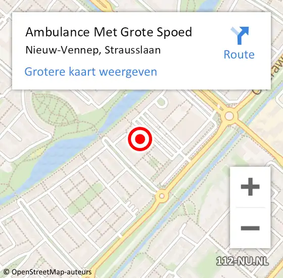 Locatie op kaart van de 112 melding: Ambulance Met Grote Spoed Naar Nieuw-Vennep, Strausslaan op 17 maart 2022 22:33