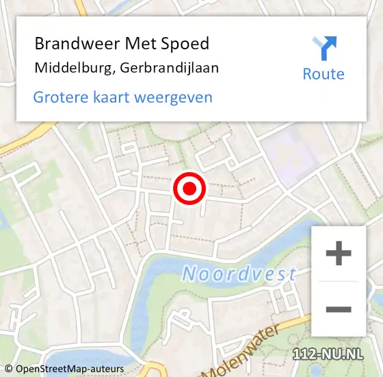 Locatie op kaart van de 112 melding: Brandweer Met Spoed Naar Middelburg, Gerbrandijlaan op 17 maart 2022 22:34