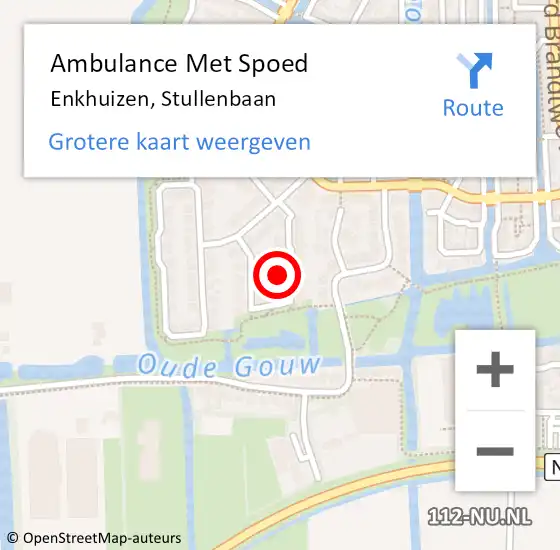 Locatie op kaart van de 112 melding: Ambulance Met Spoed Naar Enkhuizen, Stullenbaan op 17 maart 2022 22:48