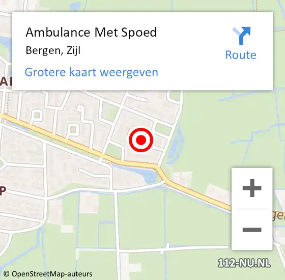 Locatie op kaart van de 112 melding: Ambulance Met Spoed Naar Bergen, Zijl op 17 maart 2022 22:53