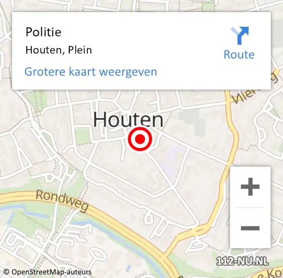 Locatie op kaart van de 112 melding: Politie Houten, Plein op 17 maart 2022 22:54