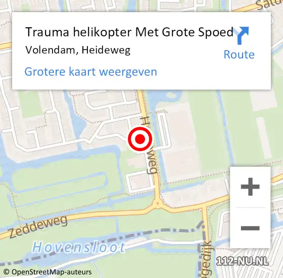 Locatie op kaart van de 112 melding: Trauma helikopter Met Grote Spoed Naar Volendam, Heideweg op 18 maart 2022 00:17