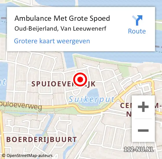 Locatie op kaart van de 112 melding: Ambulance Met Grote Spoed Naar Oud-Beijerland, Van Leeuwenerf op 18 maart 2022 00:34