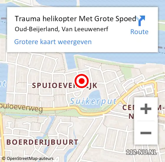 Locatie op kaart van de 112 melding: Trauma helikopter Met Grote Spoed Naar Oud-Beijerland, Van Leeuwenerf op 18 maart 2022 00:59