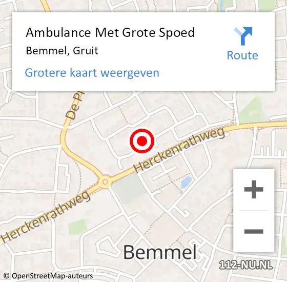 Locatie op kaart van de 112 melding: Ambulance Met Grote Spoed Naar Bemmel, Gruit op 18 maart 2022 01:04