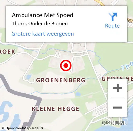 Locatie op kaart van de 112 melding: Ambulance Met Spoed Naar Thorn, Onder de Bomen op 18 maart 2022 02:02