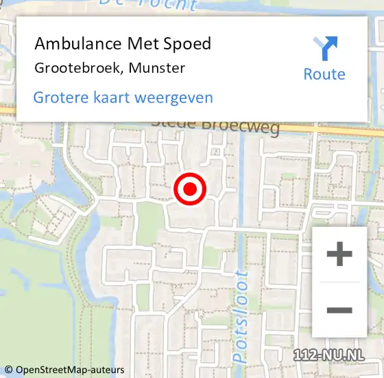 Locatie op kaart van de 112 melding: Ambulance Met Spoed Naar Grootebroek, Munster op 18 maart 2022 02:20