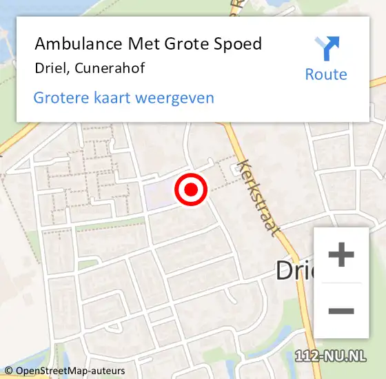 Locatie op kaart van de 112 melding: Ambulance Met Grote Spoed Naar Driel, Cunerahof op 18 maart 2022 04:45