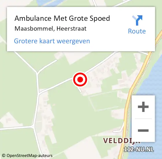 Locatie op kaart van de 112 melding: Ambulance Met Grote Spoed Naar Maasbommel, Heerstraat op 18 maart 2022 04:49