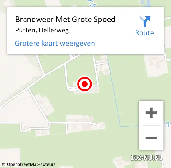 Locatie op kaart van de 112 melding: Brandweer Met Grote Spoed Naar Putten, Hellerweg op 18 maart 2022 04:54