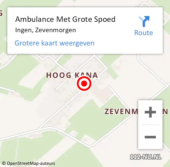 Locatie op kaart van de 112 melding: Ambulance Met Grote Spoed Naar Ingen, Zevenmorgen op 18 maart 2022 05:01