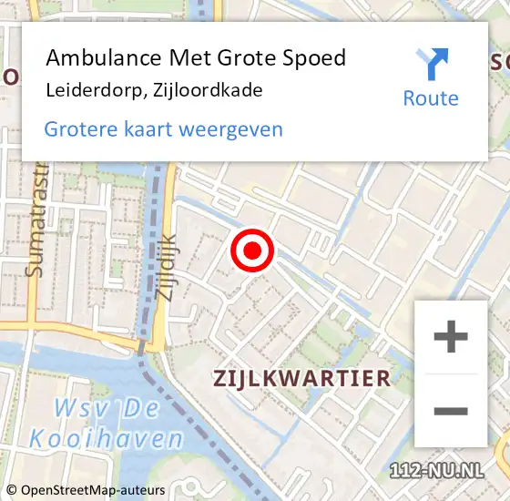 Locatie op kaart van de 112 melding: Ambulance Met Grote Spoed Naar Leiderdorp, Zijloordkade op 18 maart 2022 05:22