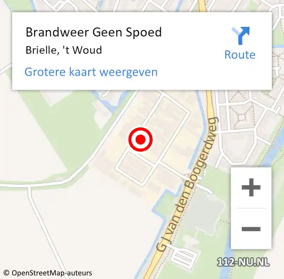 Locatie op kaart van de 112 melding: Brandweer Geen Spoed Naar Brielle, 't Woud op 18 maart 2022 05:48