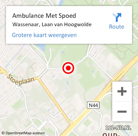 Locatie op kaart van de 112 melding: Ambulance Met Spoed Naar Wassenaar, Laan van Hoogwolde op 11 juli 2014 12:28