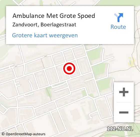 Locatie op kaart van de 112 melding: Ambulance Met Grote Spoed Naar Zandvoort, Boerlagestraat op 18 maart 2022 06:56