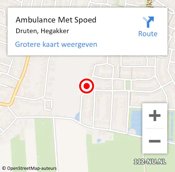 Locatie op kaart van de 112 melding: Ambulance Met Spoed Naar Druten, Hegakker op 18 maart 2022 06:58