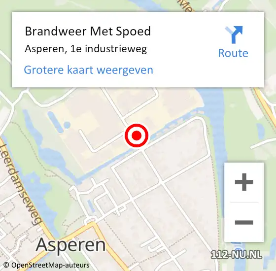 Locatie op kaart van de 112 melding: Brandweer Met Spoed Naar Asperen, 1e industrieweg op 18 maart 2022 07:05