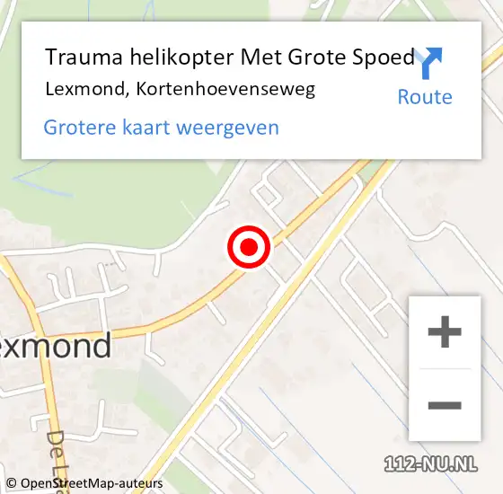 Locatie op kaart van de 112 melding: Trauma helikopter Met Grote Spoed Naar Lexmond, Kortenhoevenseweg op 18 maart 2022 07:11