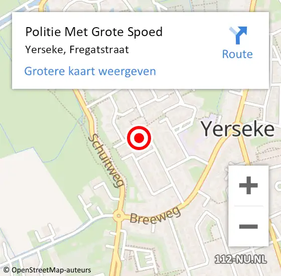 Locatie op kaart van de 112 melding: Politie Met Grote Spoed Naar Yerseke, Fregatstraat op 18 maart 2022 07:23