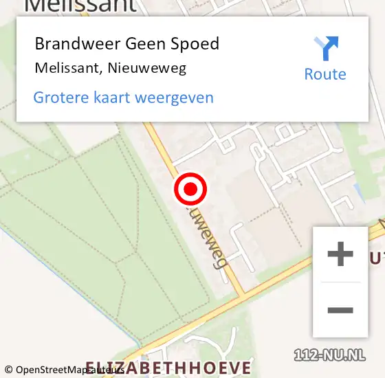 Locatie op kaart van de 112 melding: Brandweer Geen Spoed Naar Melissant, Nieuweweg op 18 maart 2022 07:25