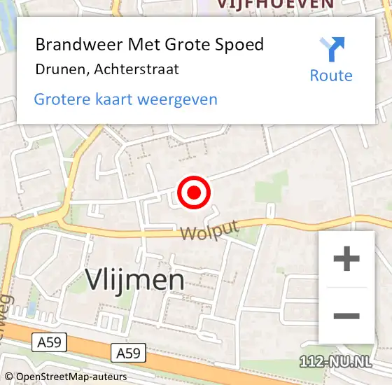 Locatie op kaart van de 112 melding: Brandweer Met Grote Spoed Naar Drunen, Achterstraat op 18 maart 2022 07:50