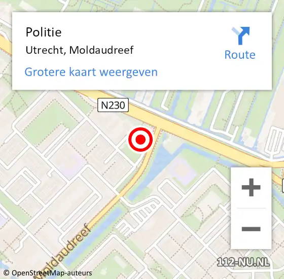 Locatie op kaart van de 112 melding: Politie Utrecht, Moldaudreef op 18 maart 2022 08:05