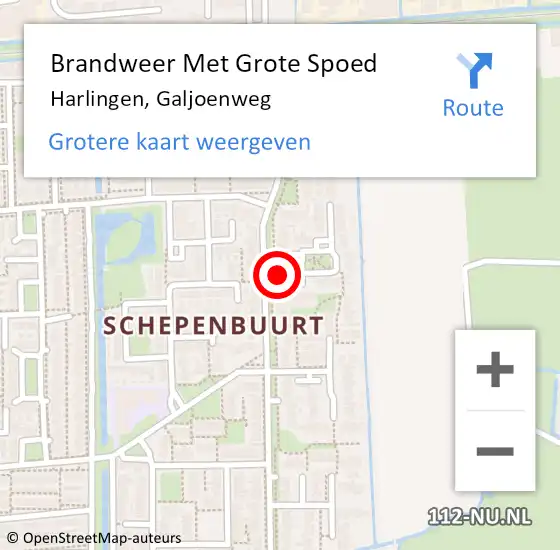 Locatie op kaart van de 112 melding: Brandweer Met Grote Spoed Naar Harlingen, Galjoenweg op 18 maart 2022 08:06