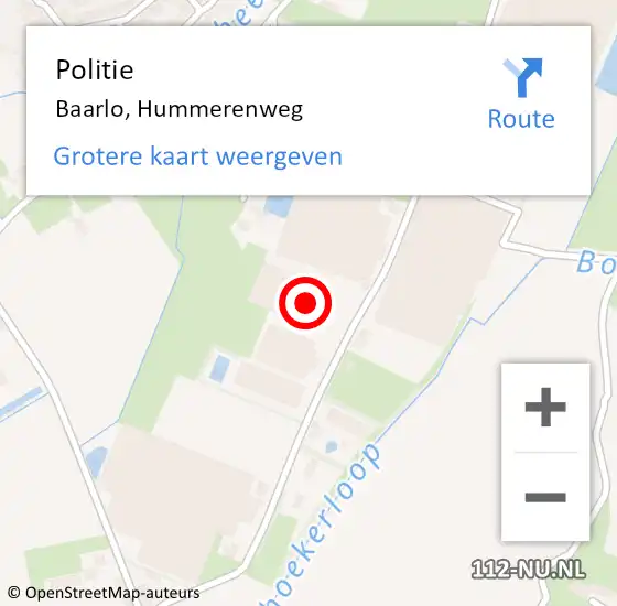 Locatie op kaart van de 112 melding: Politie Baarlo, Hummerenweg op 18 maart 2022 08:12