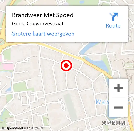 Locatie op kaart van de 112 melding: Brandweer Met Spoed Naar Goes, Couwervestraat op 18 maart 2022 08:17