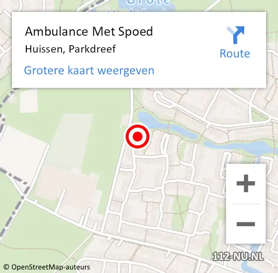 Locatie op kaart van de 112 melding: Ambulance Met Spoed Naar Huissen, Parkdreef op 18 maart 2022 08:21