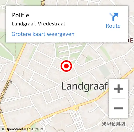 Locatie op kaart van de 112 melding: Politie Landgraaf, Vredestraat op 18 maart 2022 08:34