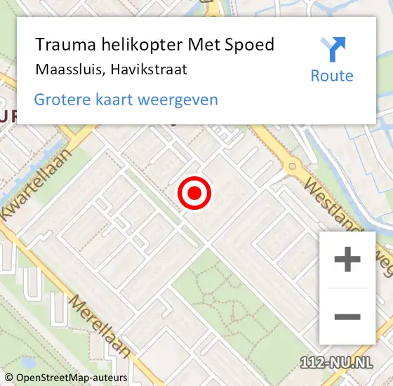 Locatie op kaart van de 112 melding: Trauma helikopter Met Spoed Naar Maassluis, Havikstraat op 18 maart 2022 08:40