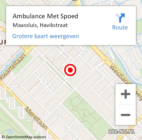 Locatie op kaart van de 112 melding: Ambulance Met Spoed Naar Maassluis, Havikstraat op 18 maart 2022 08:40