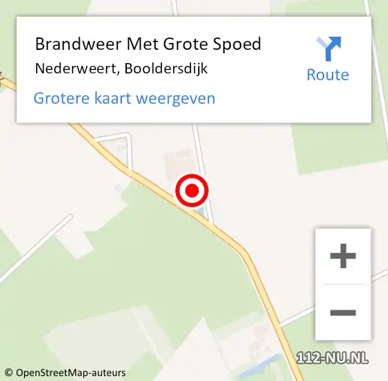 Locatie op kaart van de 112 melding: Brandweer Met Grote Spoed Naar Nederweert, Booldersdijk op 18 maart 2022 08:44